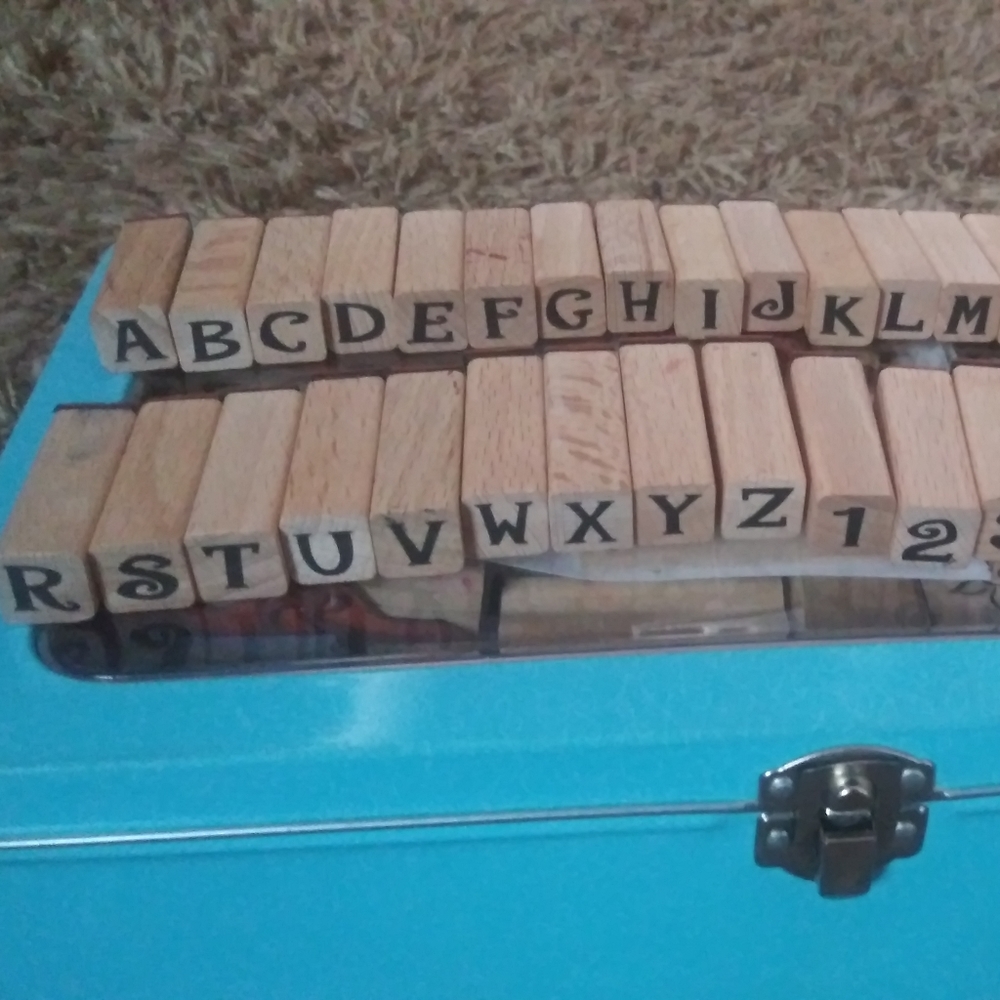 Alphabet and number wooden stamp set
